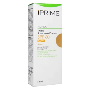 کرم ضد آفتاب SPF60 رنگ بژ فاقد چربی پرایم 40 میلی لیتر